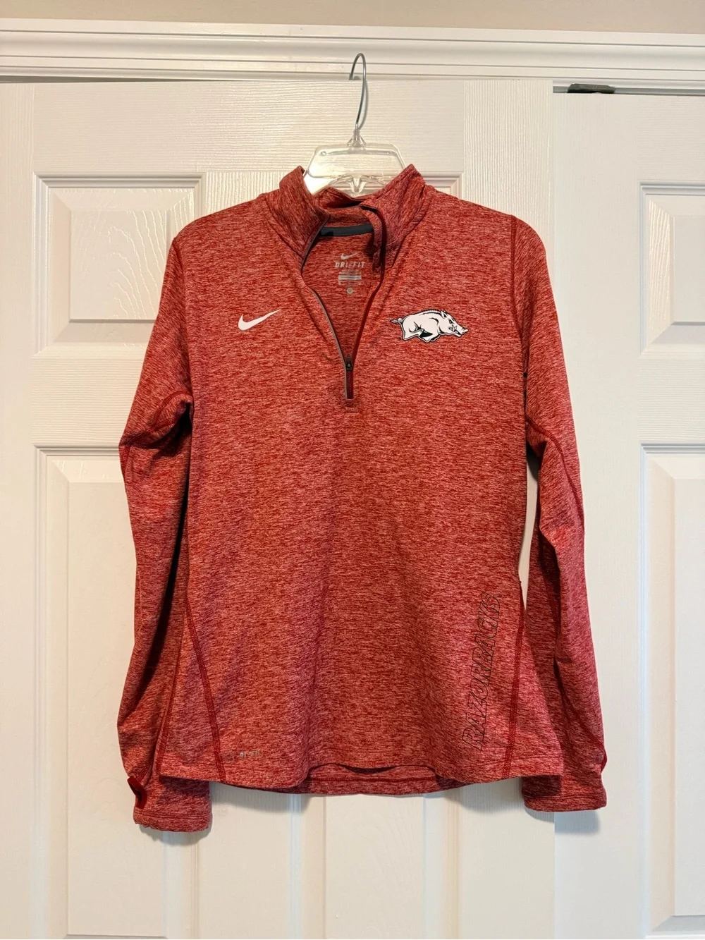Nike Women's Arkansas Razorbacks Heather Red Quarter-Zip Pullover